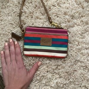 Coach Multi-Color Stripe Wristlet (Zip Top)